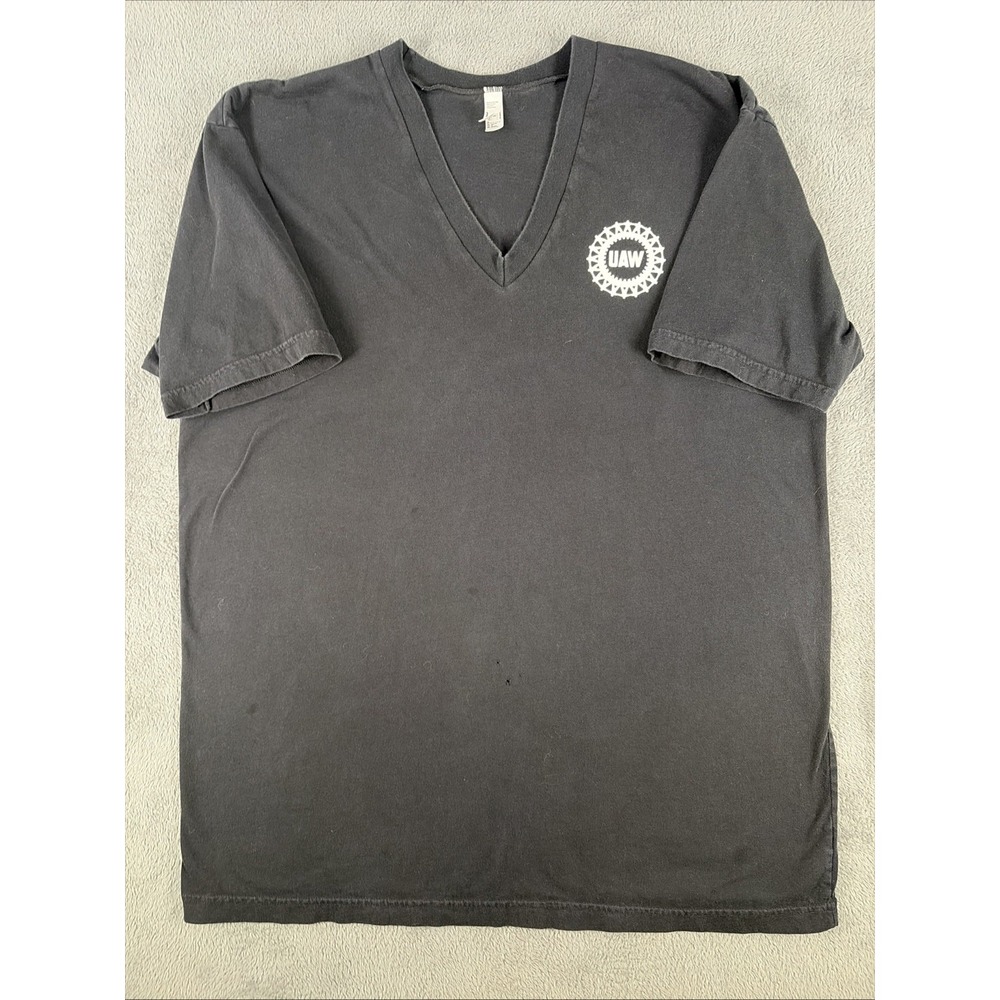 American Apparel V Neck T-Shirt BLACK Fine Cotton Unisex 2XL UAW